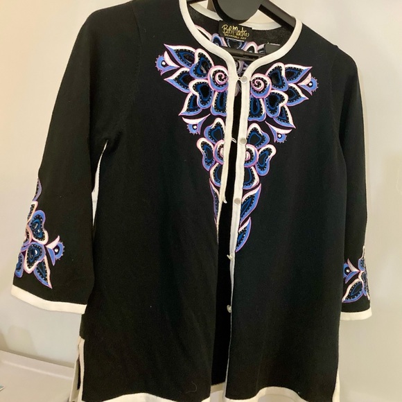 Bob Mackie Wearable Art Cardigan with cutouts and detailed embroidery work 🧵🪡 - Picture 2 of 3